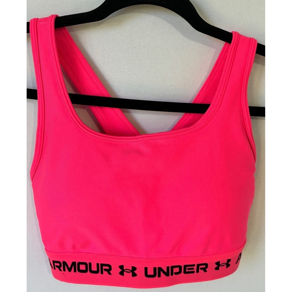 Under Armour Sports Bra Compression Crossback Womens Medium Pink Excellent